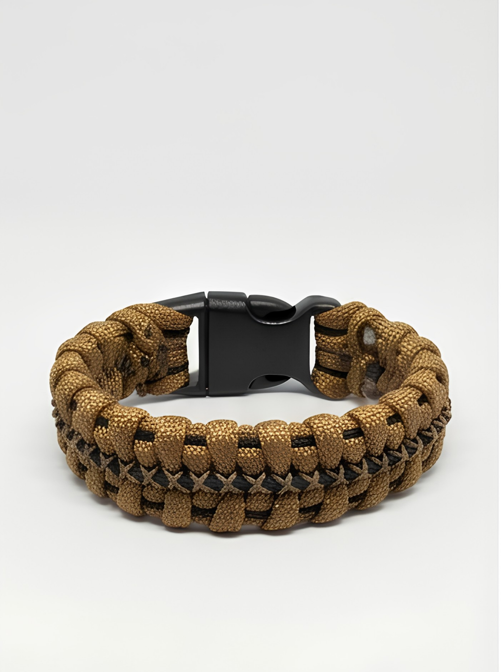 Tactical Coyote Brown 550 Paracord Survival Bracelet – Desert EDC Bracelet with X-Stitch Detail