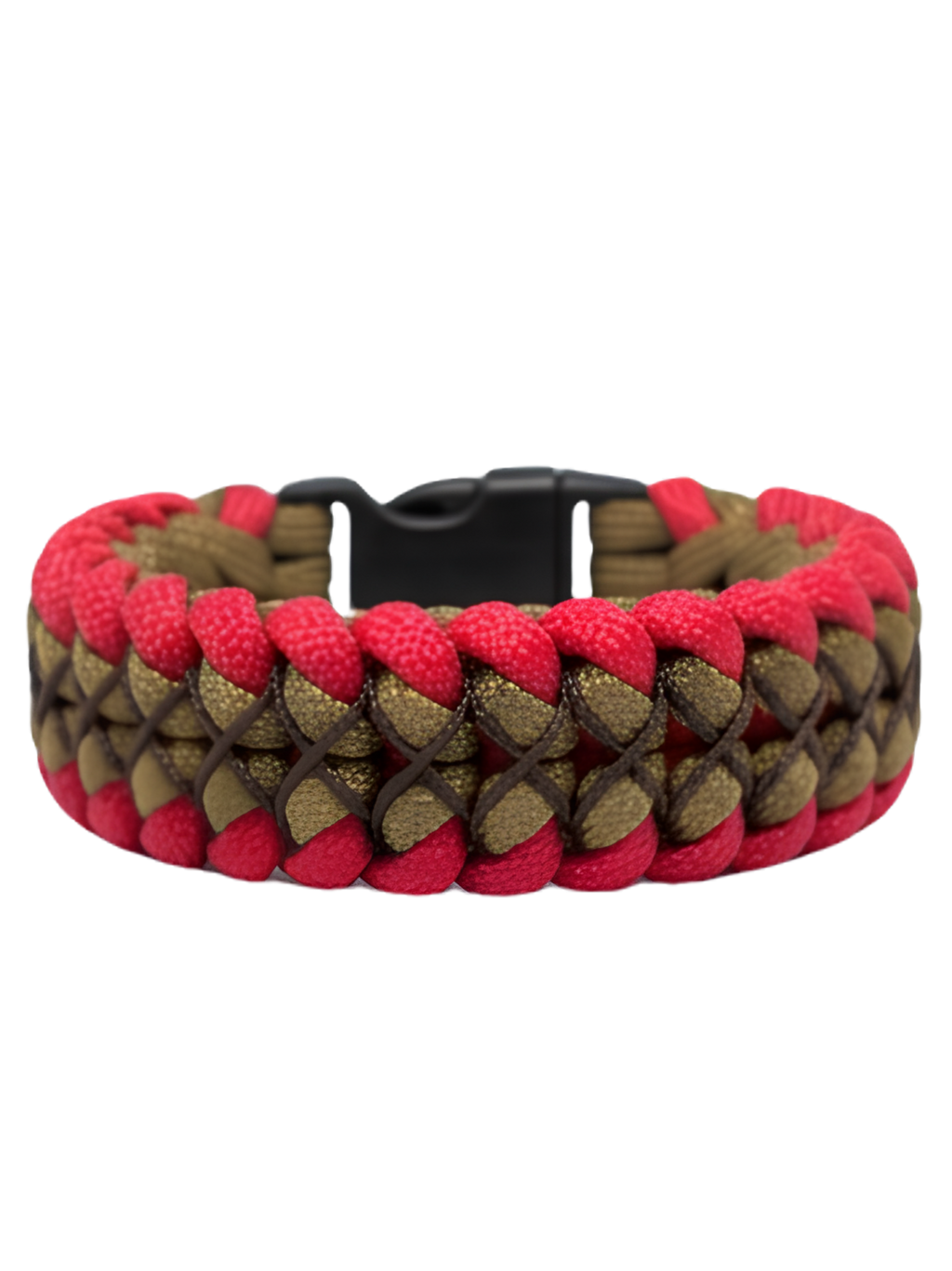 Dual-Tone Cobra Paracord Survival Bracelet – Crimson Red & Coyote Tan | Bold EDC Survival Gift