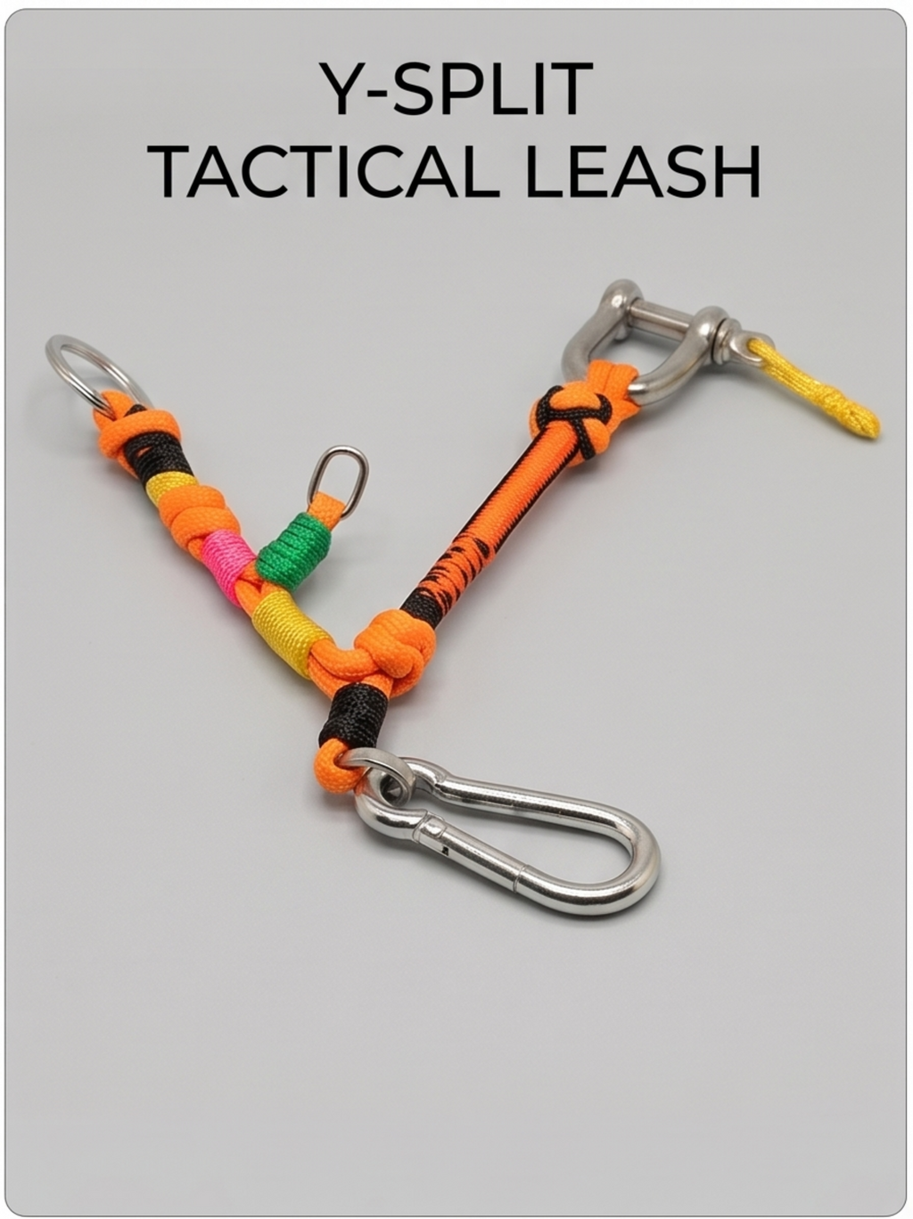 Multi-Point Tactical Paracord Lanyard Tether - High-Vis Neon & Stainless Hardware
