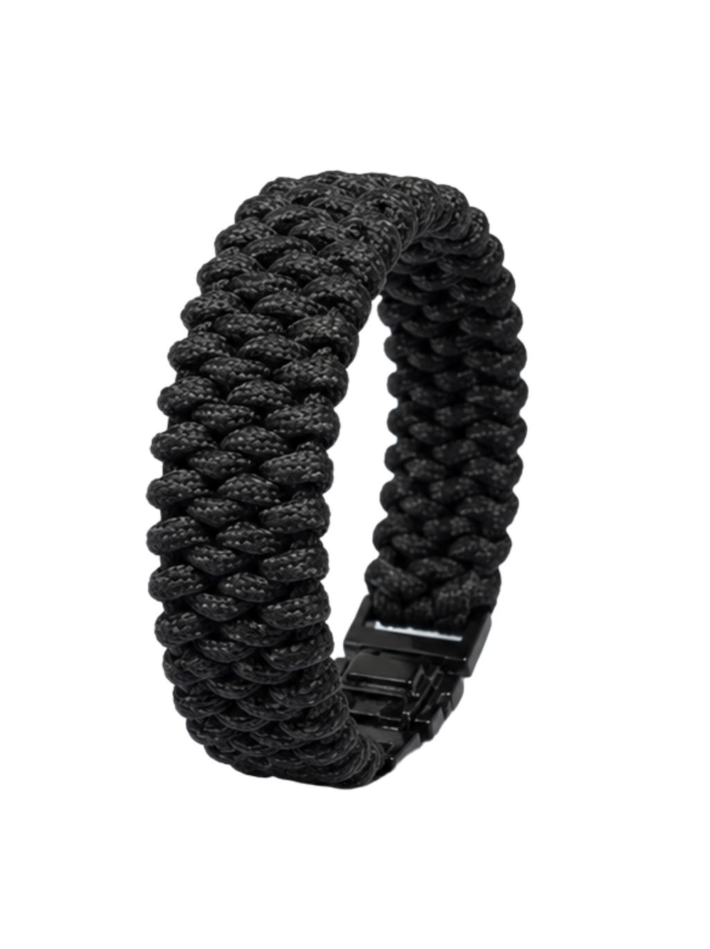 Tactical Stealth Black Wide Paracord Survival Bracelet – Adjustable Metal Shackle | Premium EDC