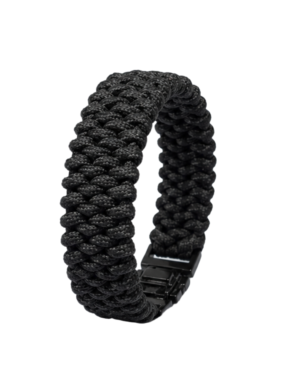 Tactical Stealth Black Wide Paracord Survival Bracelet – Adjustable Metal Shackle | Premium EDC