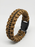 Tactical Coyote Brown 550 Paracord Survival Bracelet – Desert EDC Bracelet with X-Stitch Detail