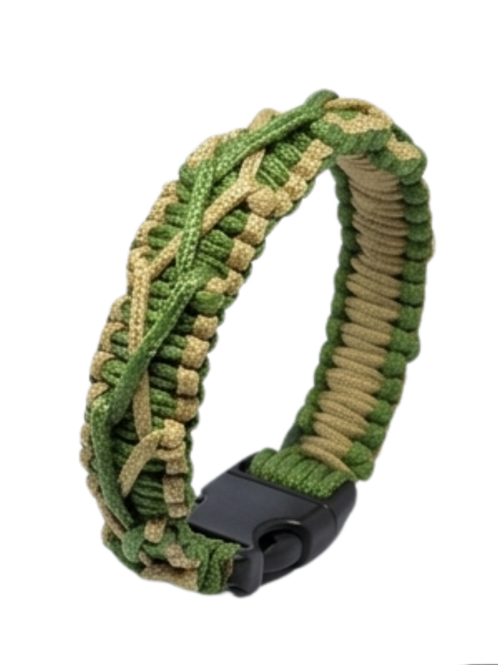 Tactical Two-Tone 550 Paracord Survival Bracelet – Olive Drab & Sand Tan | Hiking & Camping EDC