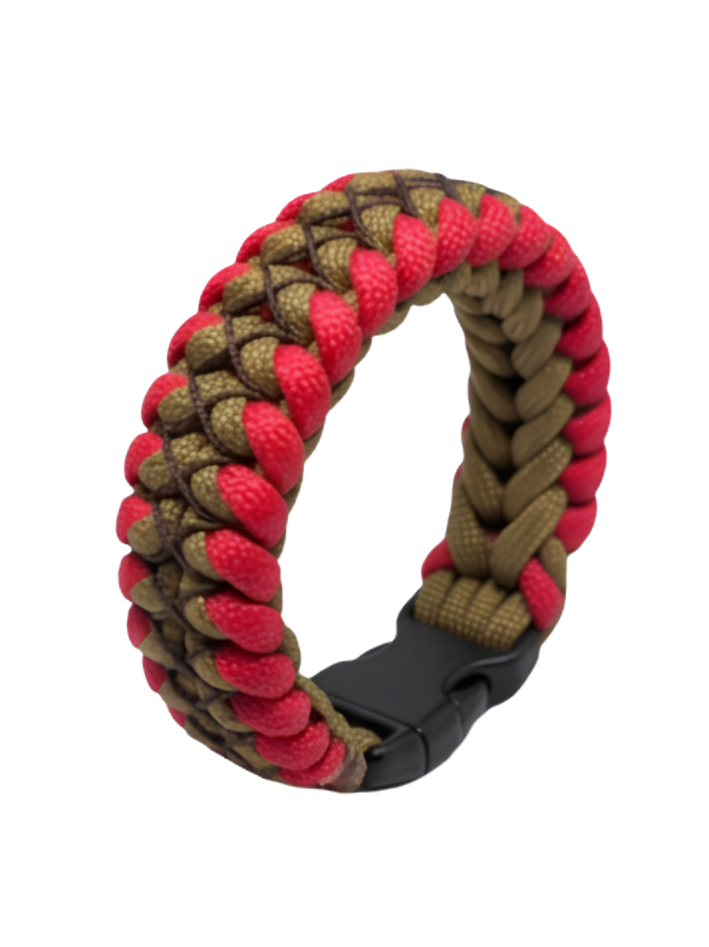 Dual-Tone Cobra Paracord Survival Bracelet – Crimson Red & Coyote Tan | Bold EDC Survival Gift