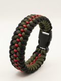 Tactical Tri-Color Paracord Survival Bracelet – Olive Drab, Black & Crimson | Military-Style EDC