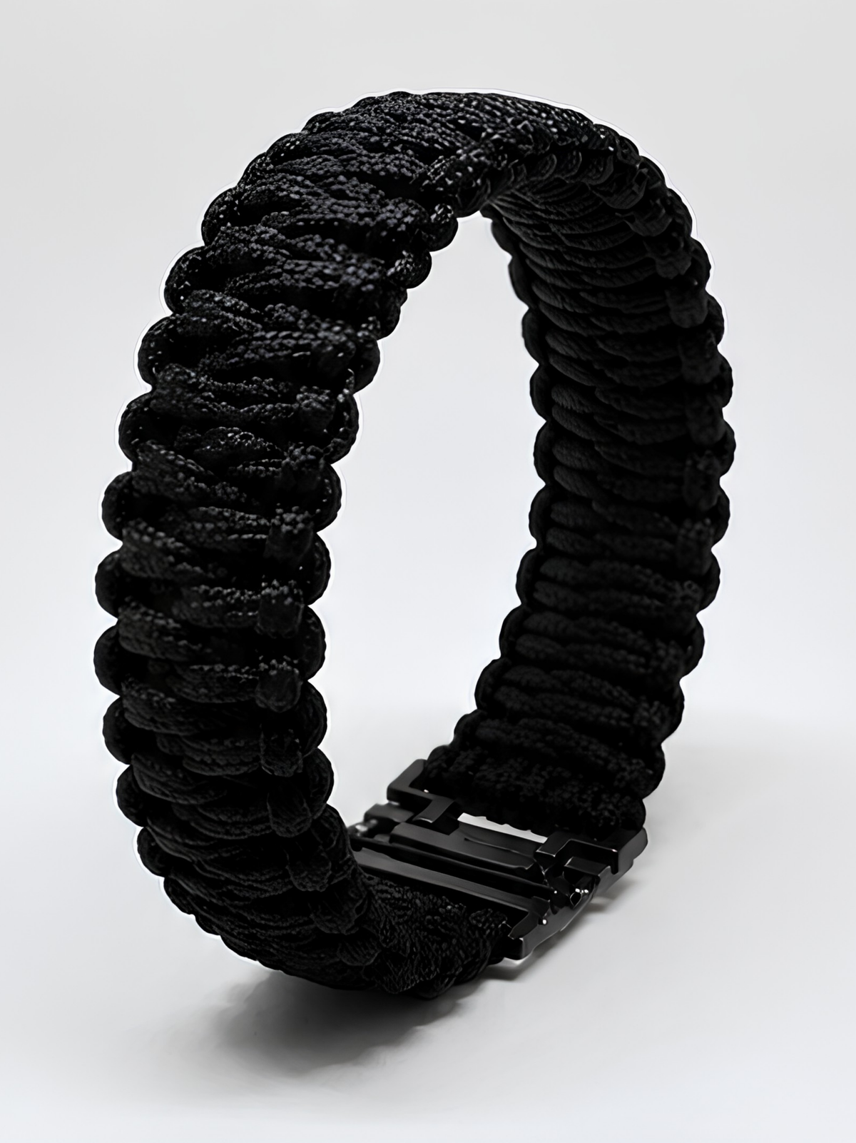 Blackout Wide Paracord Survival Bracelet – Adjustable Stainless Steel Shackle | Heavy-Duty EDC