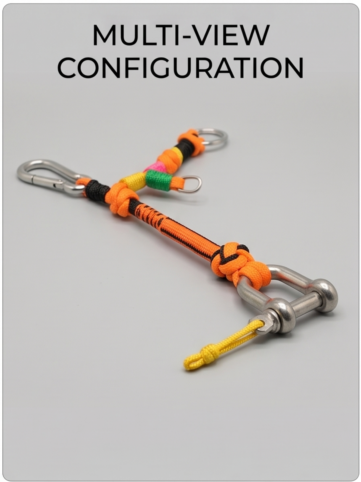 Multi-Point Tactical Paracord Lanyard Tether - High-Vis Neon & Stainless Hardware