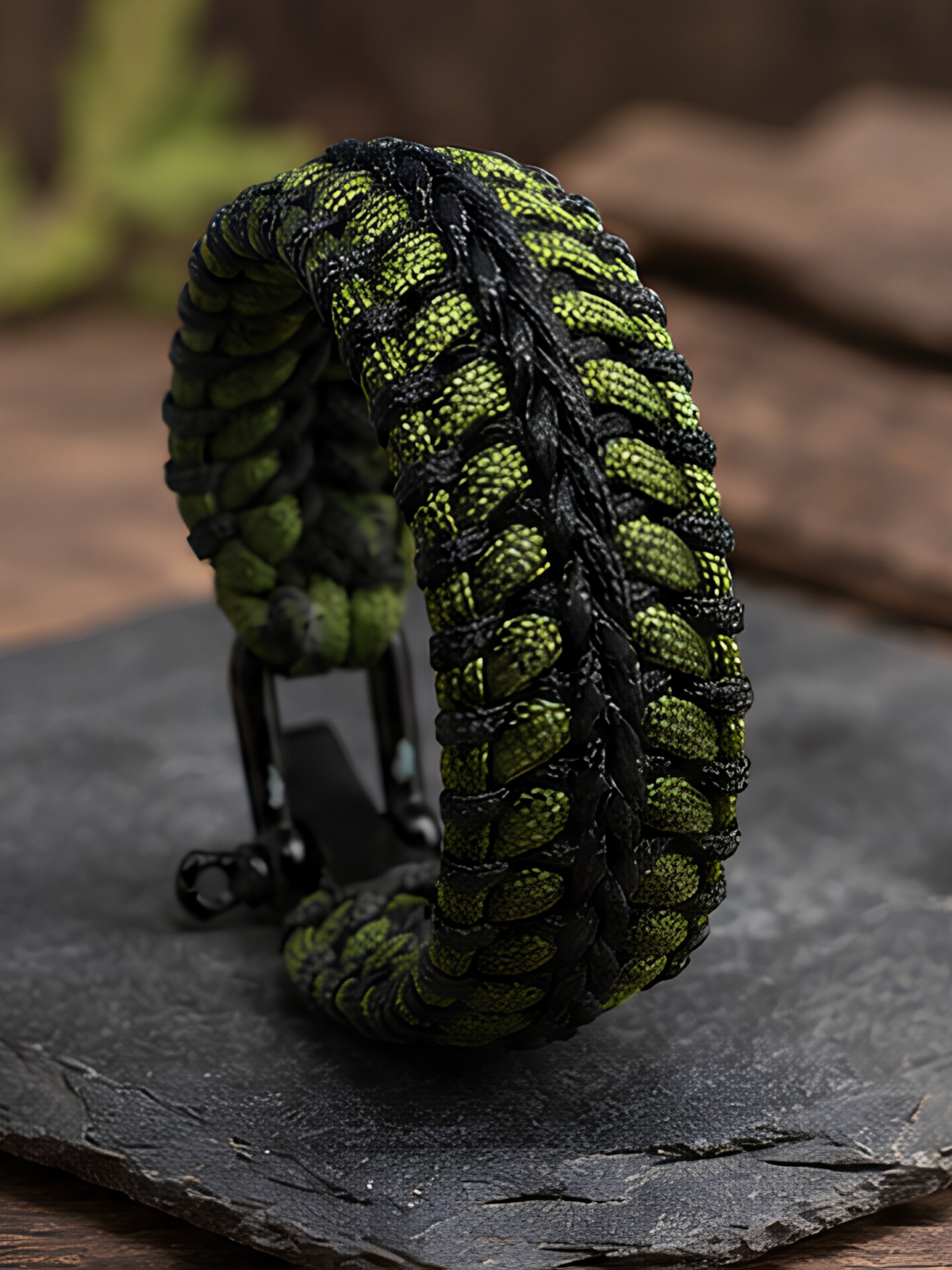 Tactical King Cobra Paracord Survival Bracelet – Olive Drab & Matte Black | Wide Heavy-Duty EDC
