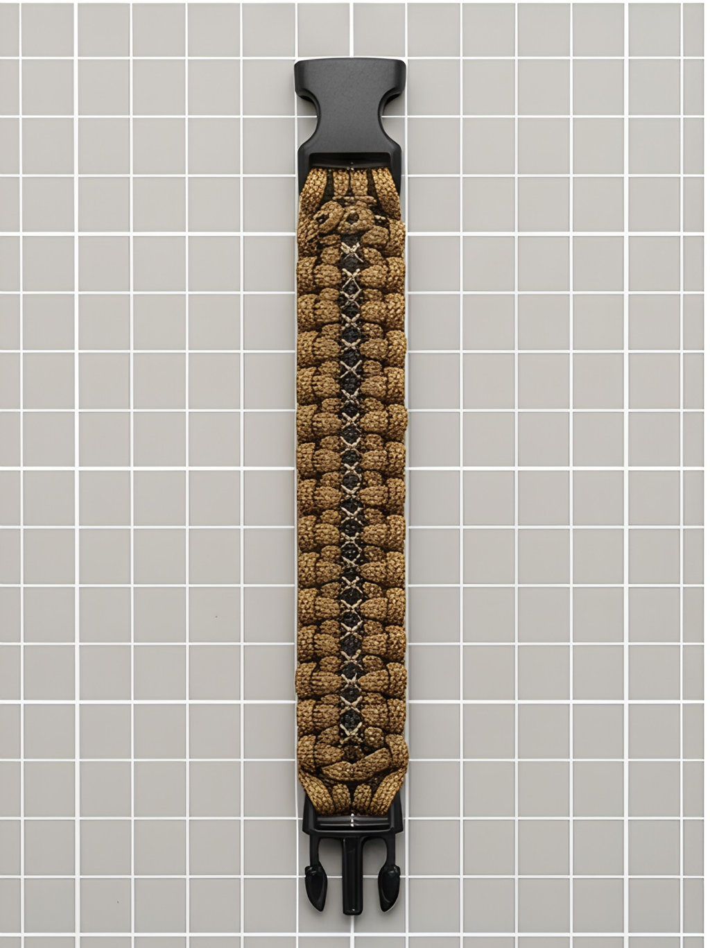 Tactical Coyote Brown 550 Paracord Survival Bracelet – Desert EDC Bracelet with X-Stitch Detail
