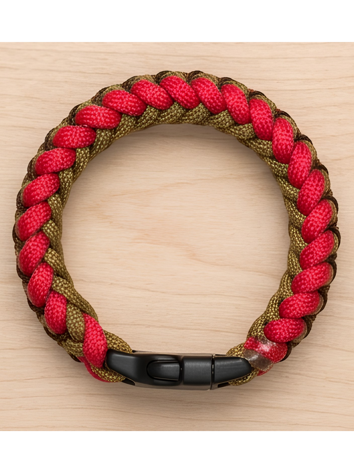 Dual-Tone Cobra Paracord Survival Bracelet – Crimson Red & Coyote Tan | Bold EDC Survival Gift