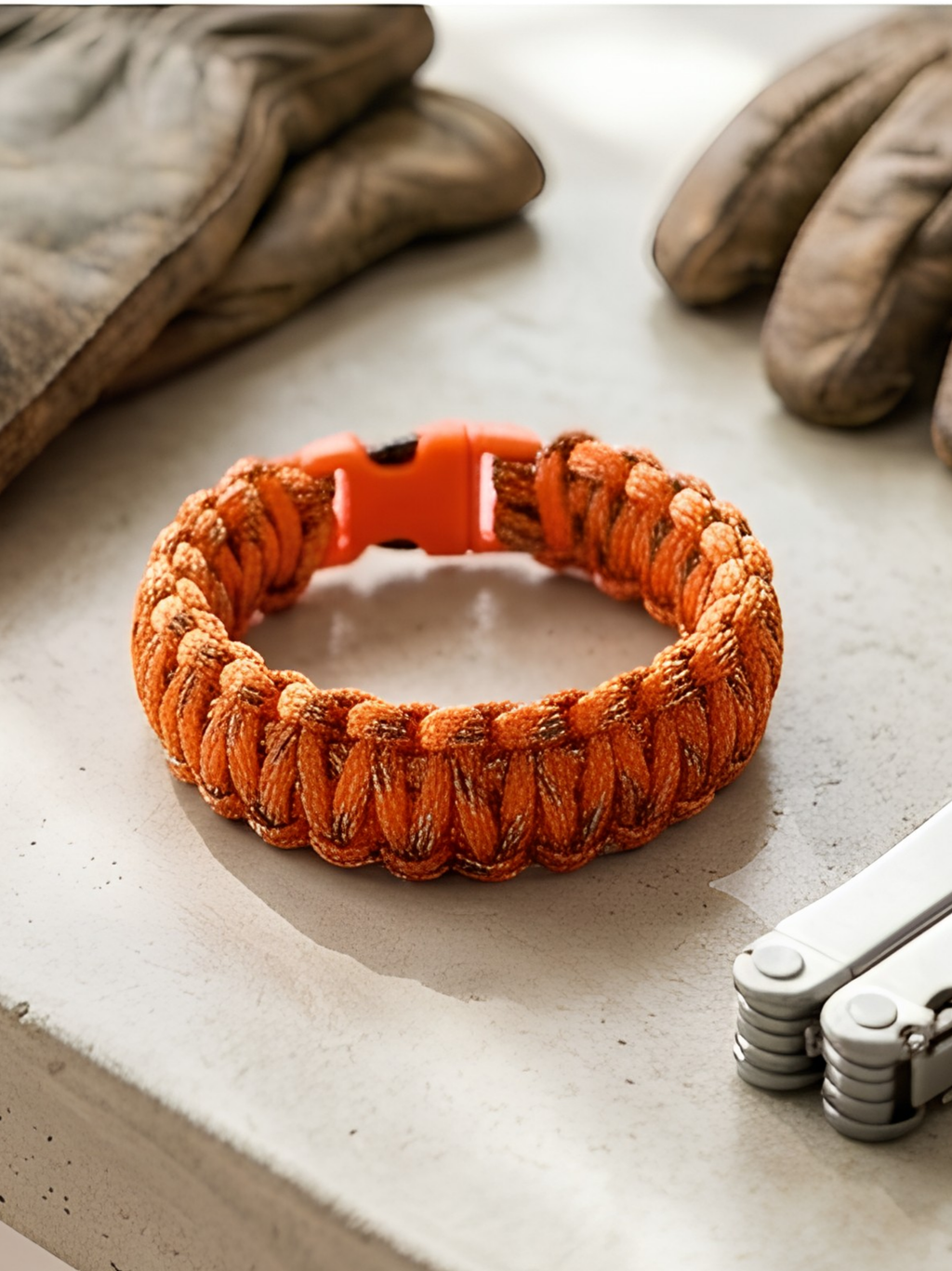 Premium Cobra Weave Paracord Survival Bracelet – High Visibility Orange | Safety EDC Bracelet