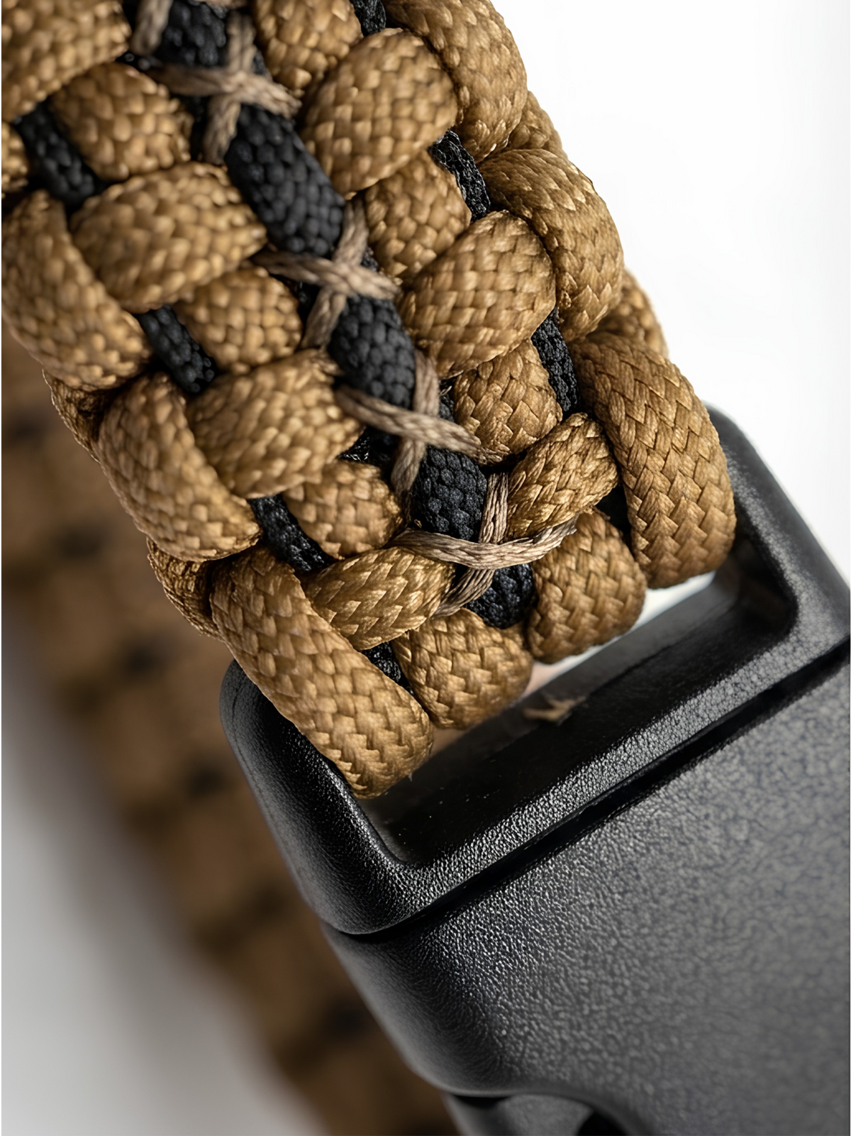 Tactical Coyote Brown 550 Paracord Survival Bracelet – Desert EDC Bracelet with X-Stitch Detail