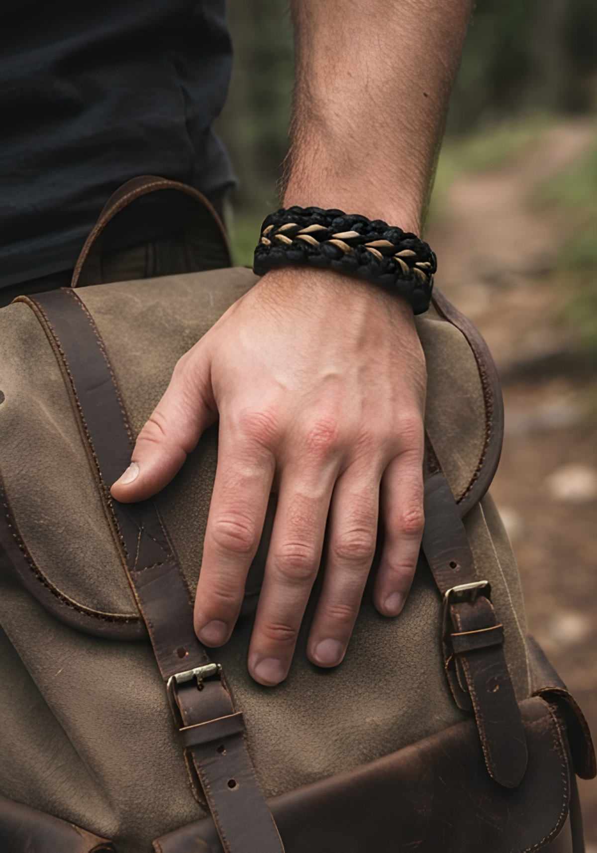 Handcrafted Black & Tan Sanctified Paracord Bracelet