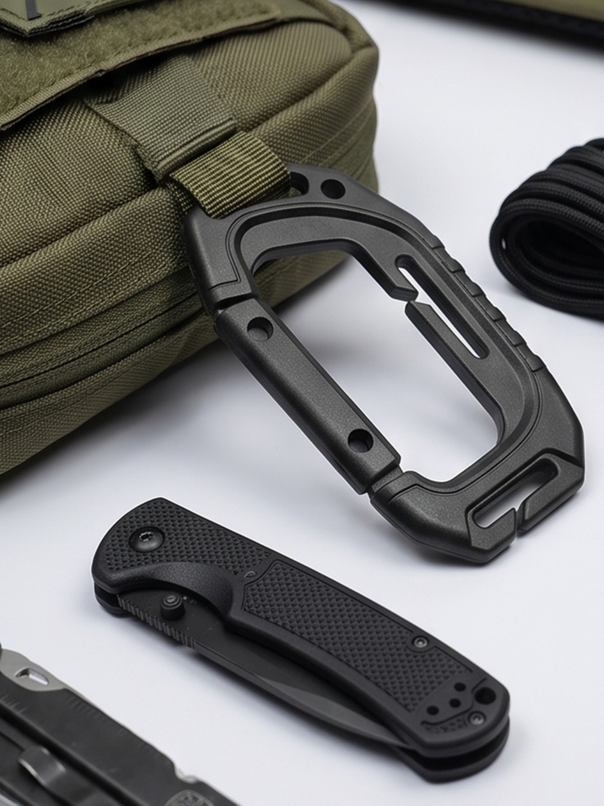 actical Grimloc Locking Carabiner – MOLLE & EDC Gear Clip  Heavy-Duty Polymer D-Ring Tactical Locking Clip
