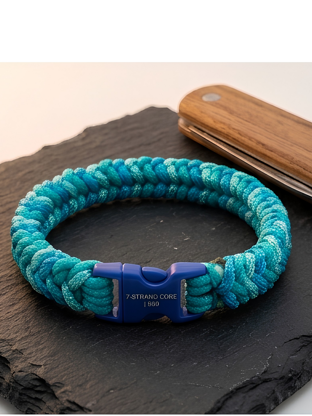 Aqua Camo Paracord Survival Bracelet – Teal & Royal Blue | Watersports & Outdoor EDC Bracelet