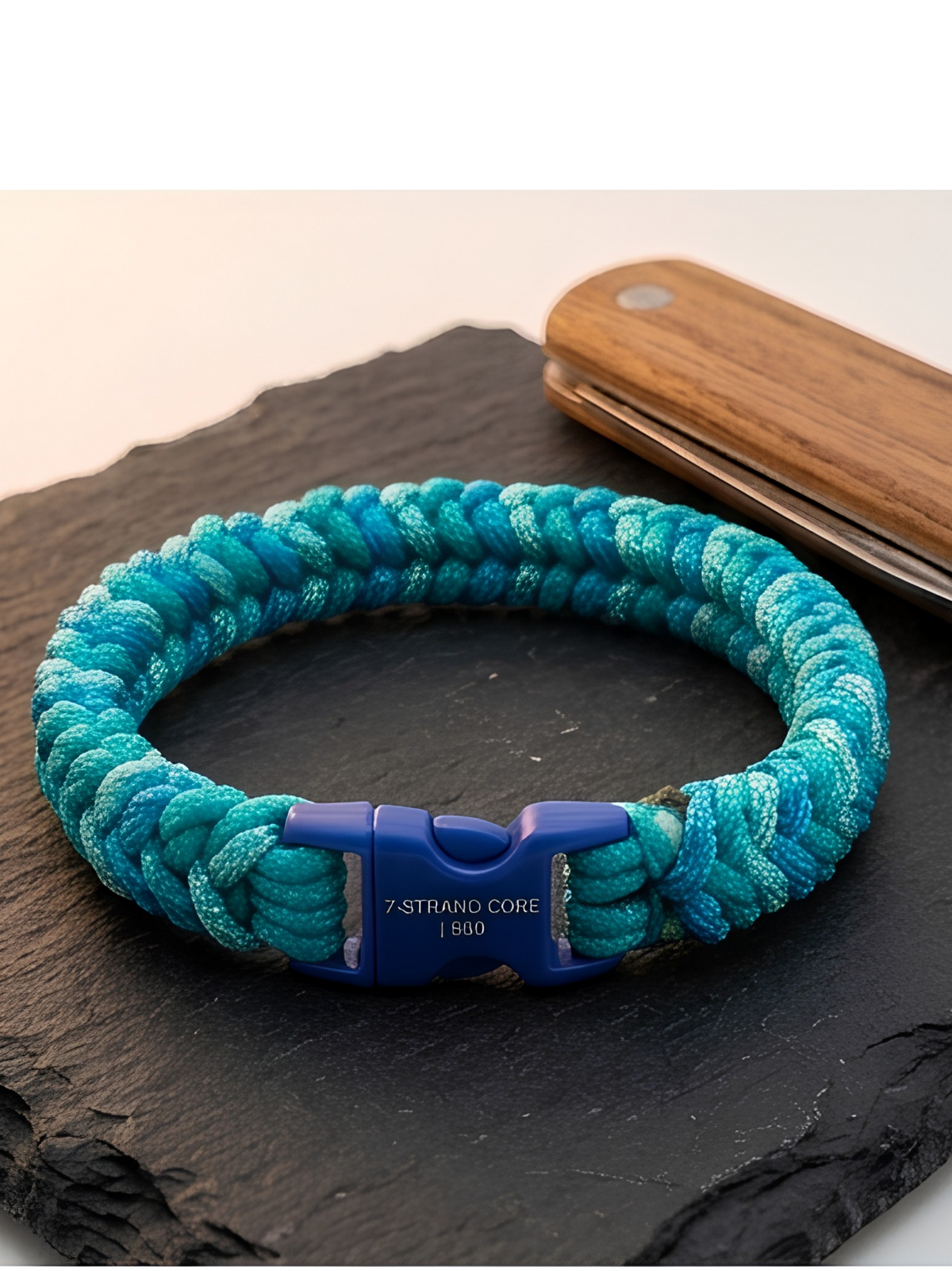 Aqua Camo Paracord Survival Bracelet – Teal & Royal Blue | Watersports & Outdoor EDC Bracelet
